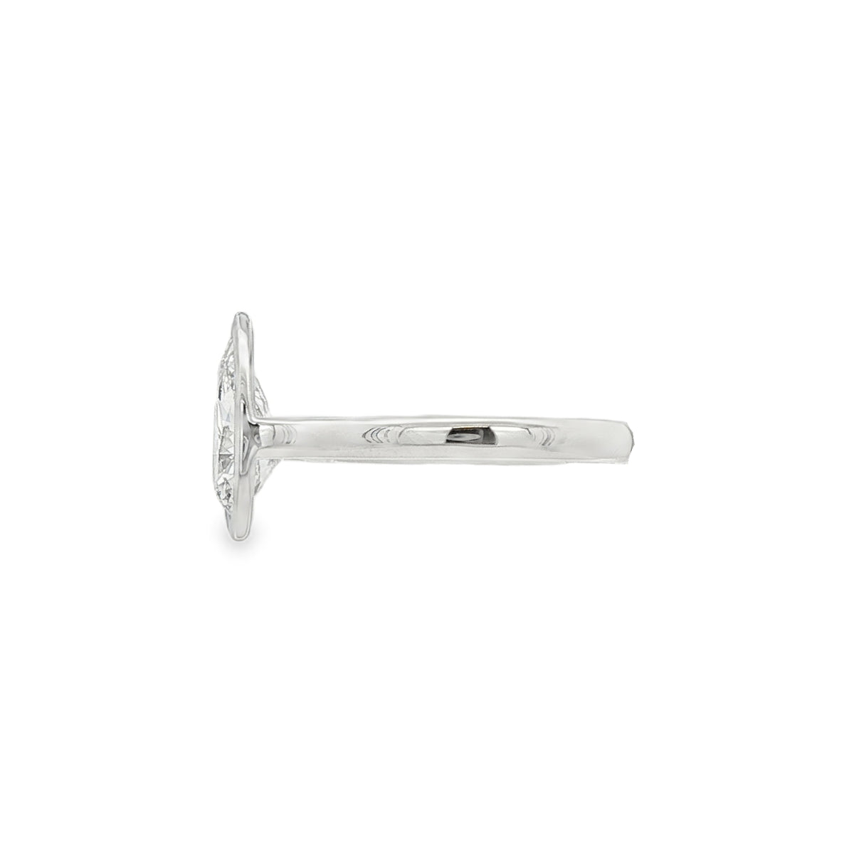 Pear Cut 1.51ct Rub Over Lab Grown Diamond, Platinum Ring