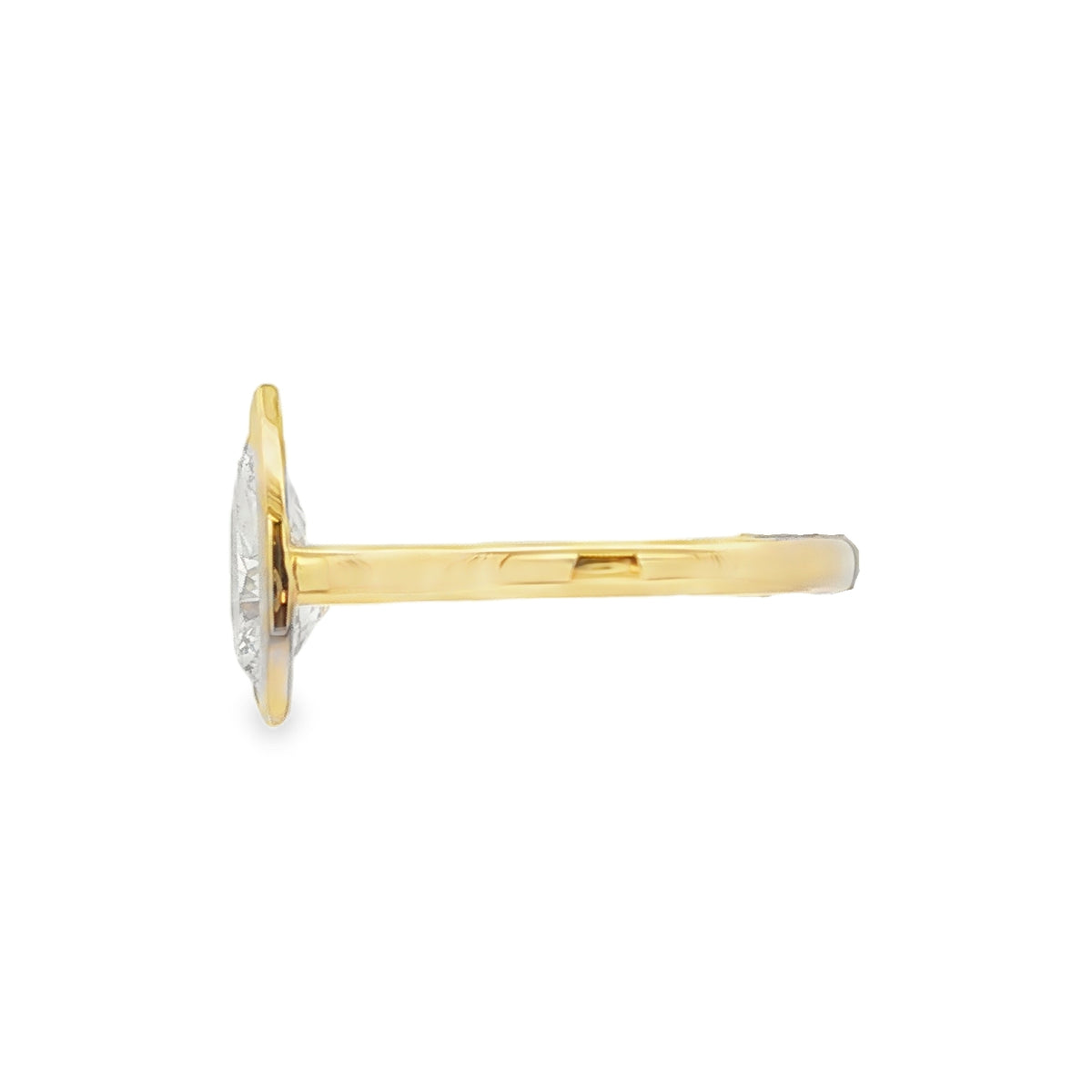 Pear Cut 1.52ct Rub Over Lab Grown Diamond, 18ct Yellow Gold Ring