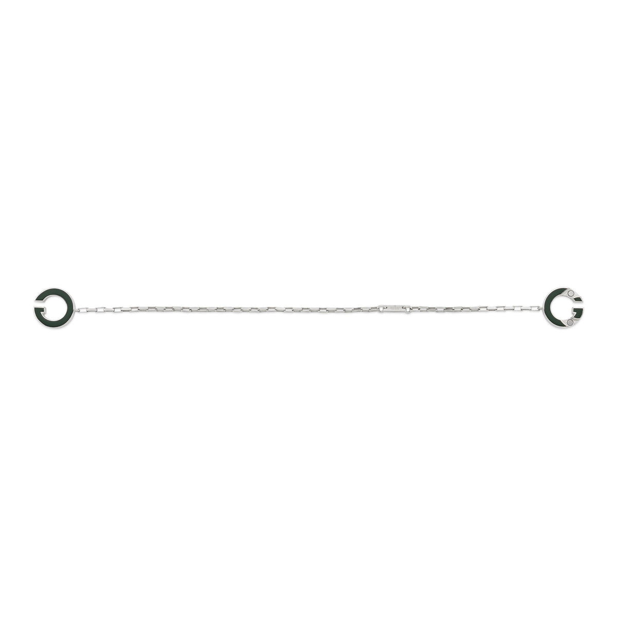 Gucci Interlocking Green Enamel Sterling Silver Bracelet