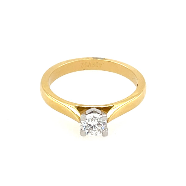 Yellow Gold 0.40ct Round Brilliant Cut Diamond Ring