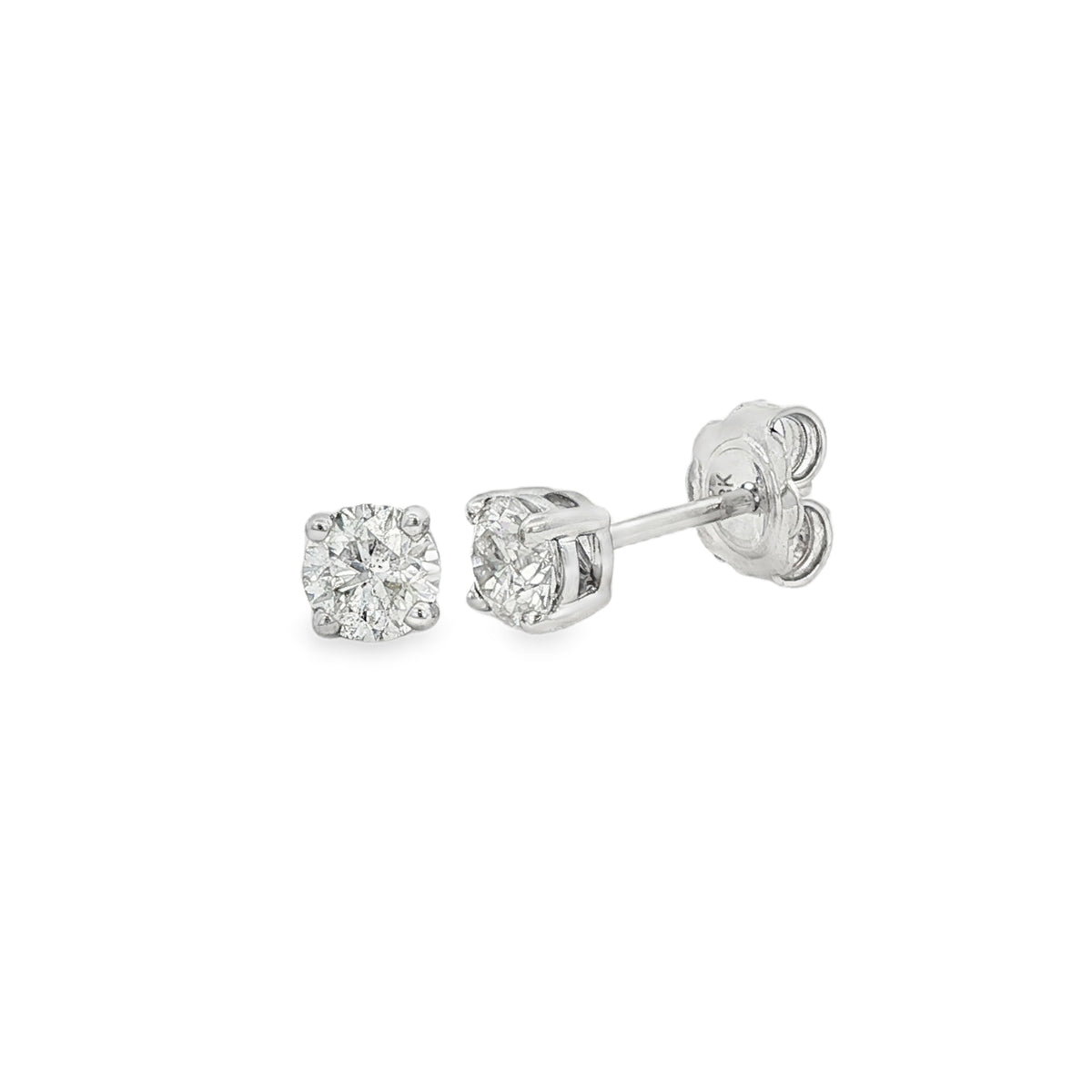 Diamond Round Brilliant Cut 1.08ct, 18ct White Gold Stud Earrings