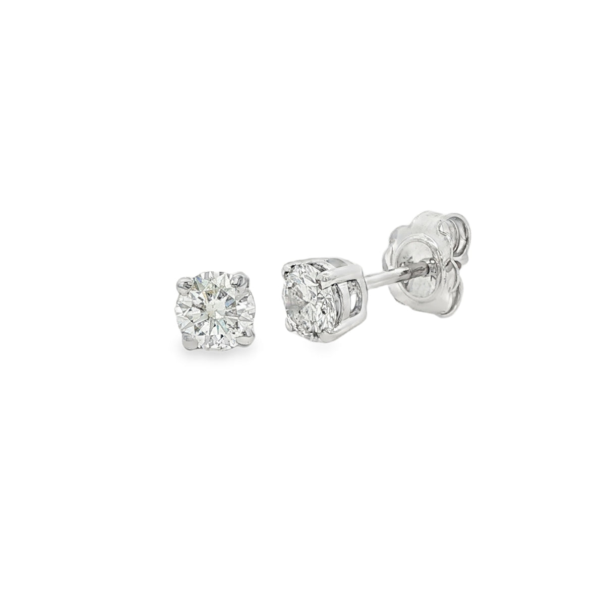 Diamond Round Brilliant Cut 1.05ct, 18ct White Gold Stud Earrings