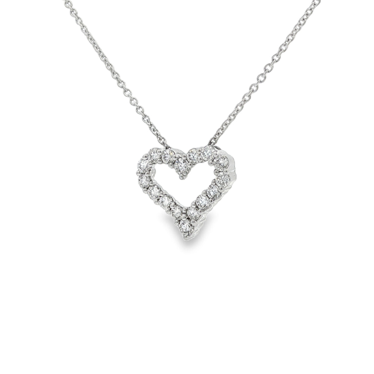 Diamond Round Brilliant Cut 0.58ct Heart, 18ct White Gold Pendant