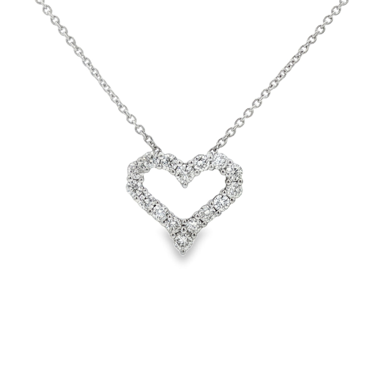 Diamond Round Brilliant Cut 0.58ct Heart, 18ct White Gold Pendant