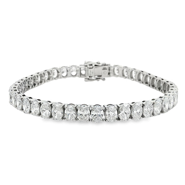 Oval Cut 15.00ct Lab Grown Platinum Bracelet