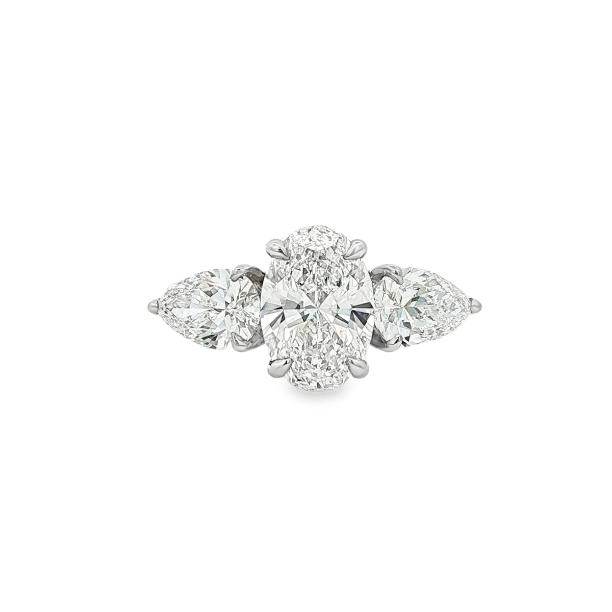 Oval & Pear Cut 3.66ct Trilogy, Lab Grown Platinum Ring