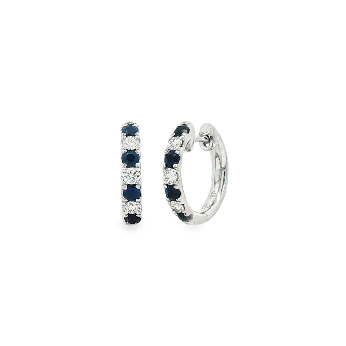 Sapphire & Diamond Hoop, 18ct White Gold Earrings