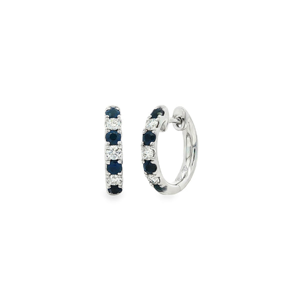 Sapphire & Diamond Hoop, 18ct White Gold Earrings