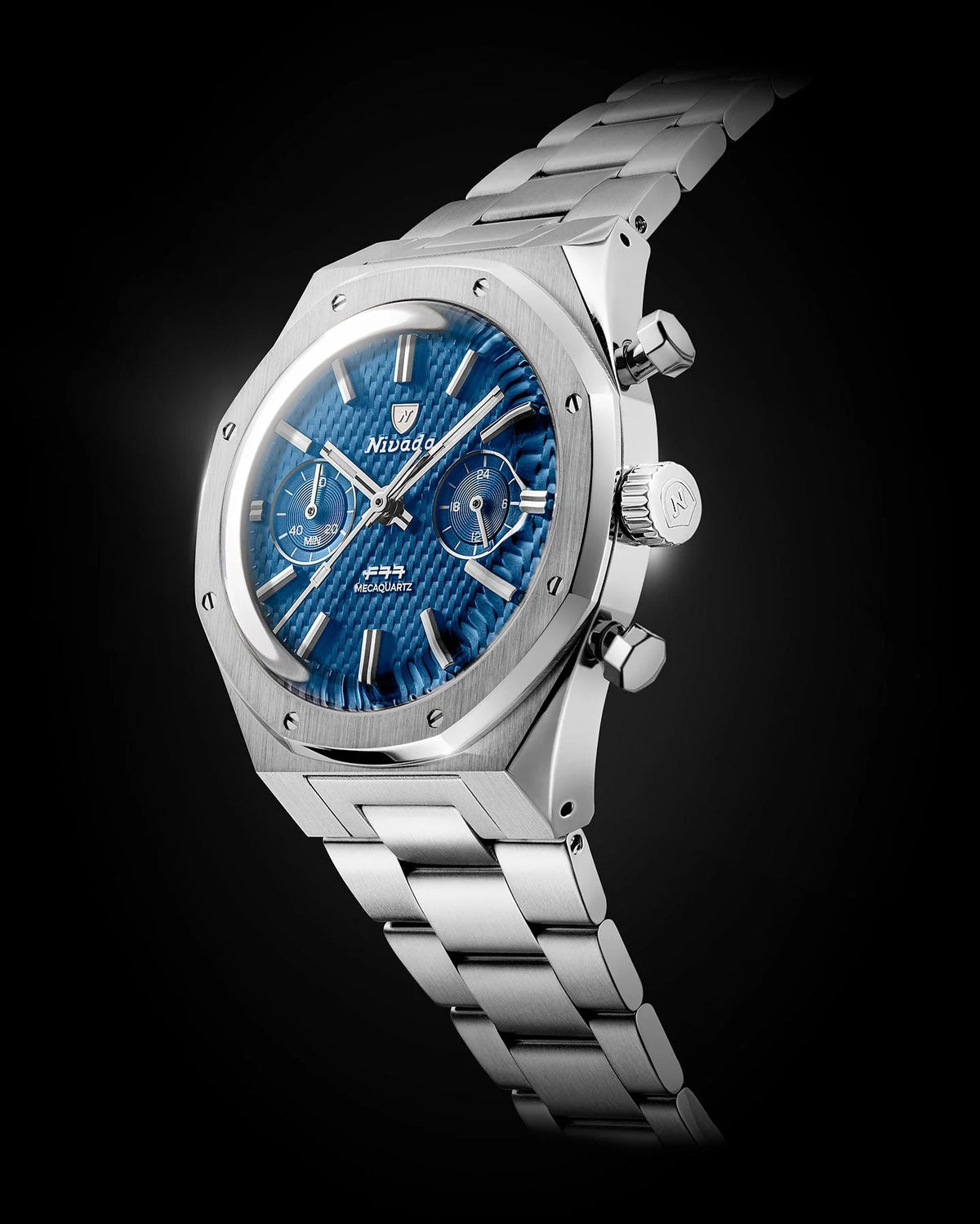 Nivada Grenchen F77 Chrono Mecaquartz Blue - 38mm Watch 68000Q77