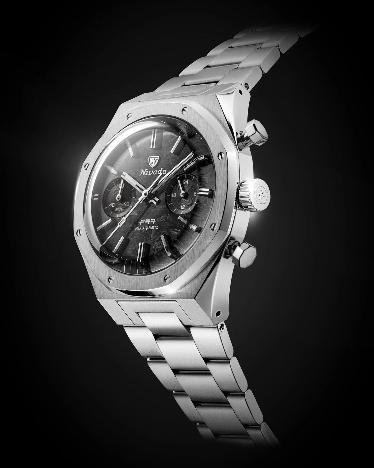 Nivada Grenchen F77 Chrono Mecaquartz Carbon - 38mm Watch 68002Q77
