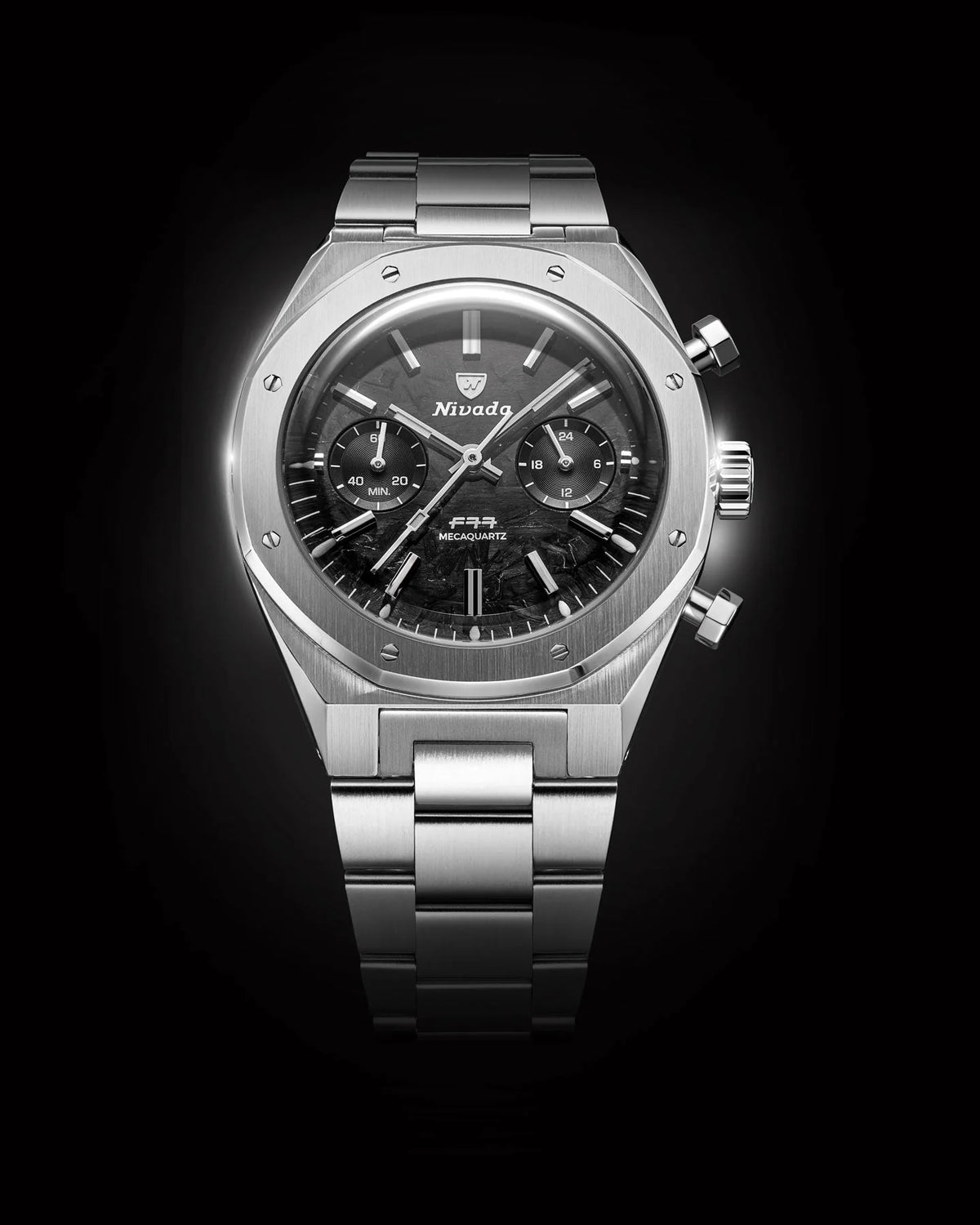 Nivada Grenchen F77 Chrono Mecaquartz Carbon - 38mm Watch 68002Q77