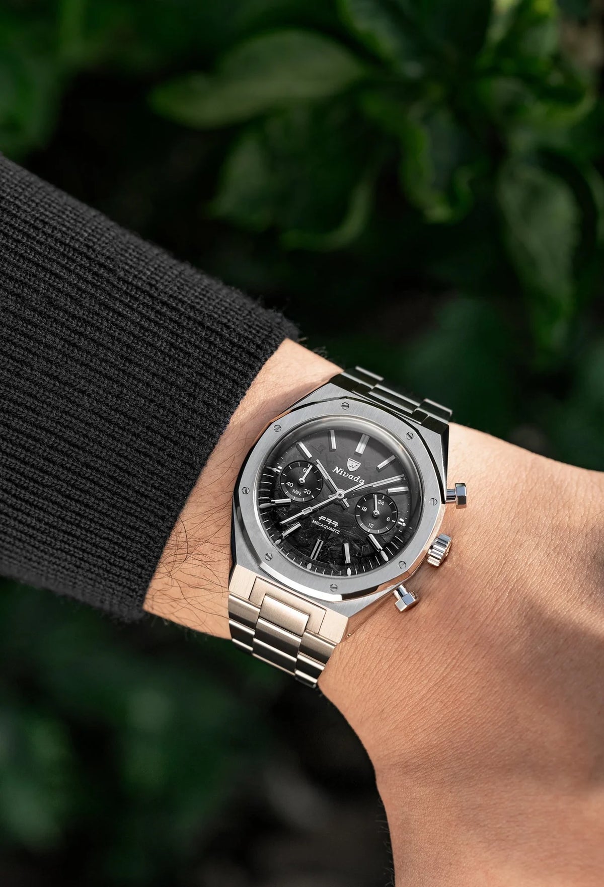 Nivada Grenchen F77 Chrono Mecaquartz Carbon - 38mm Watch 68002Q77