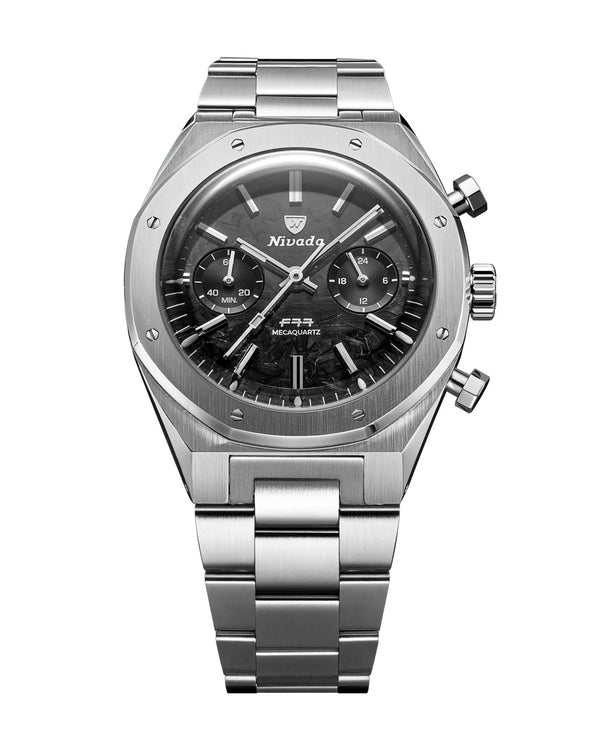 Nivada Grenchen F77 Chrono Mecaquartz Carbon - 38mm Watch 68002Q77