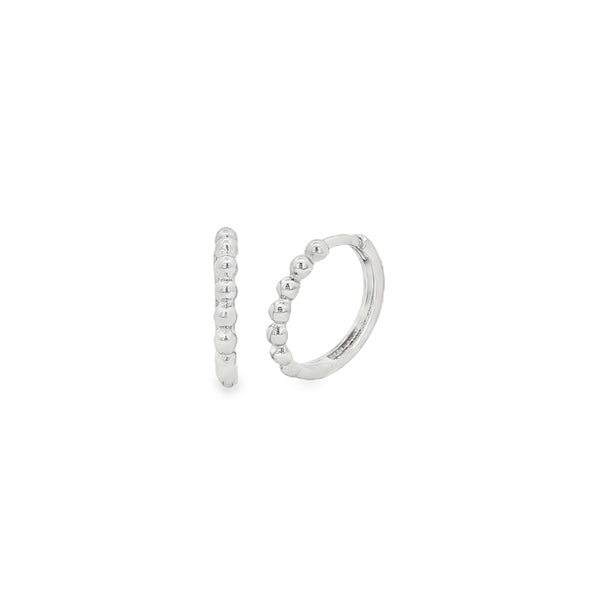 Beaded 12mm Hoop, 9ct White Gold Earrings