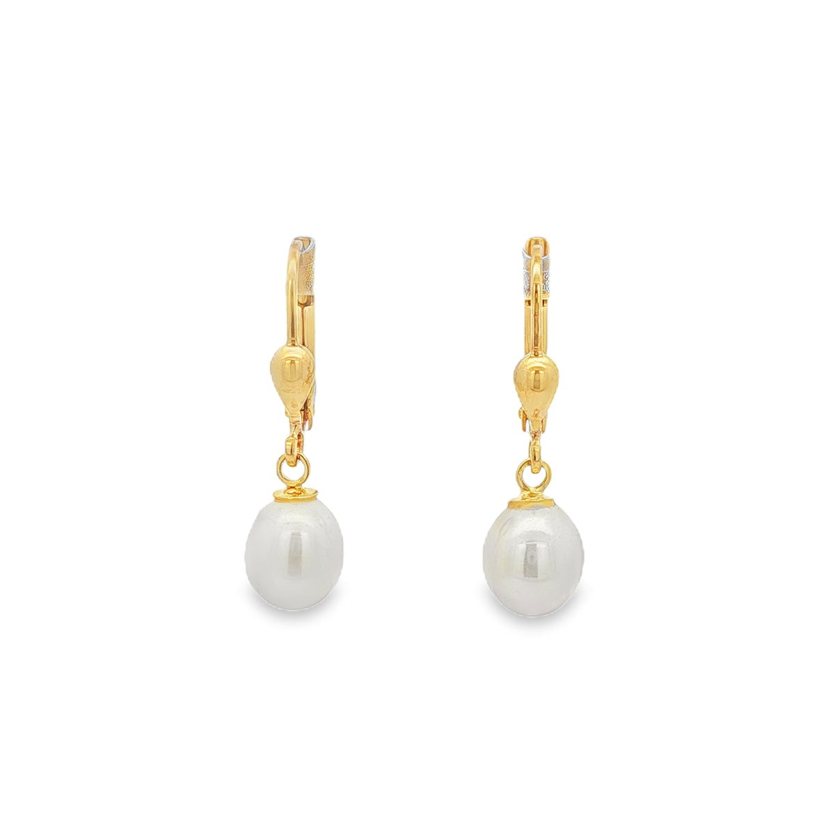 Freshwater Pearl Drop, 9ct Yellow Gold Hoop Earrings