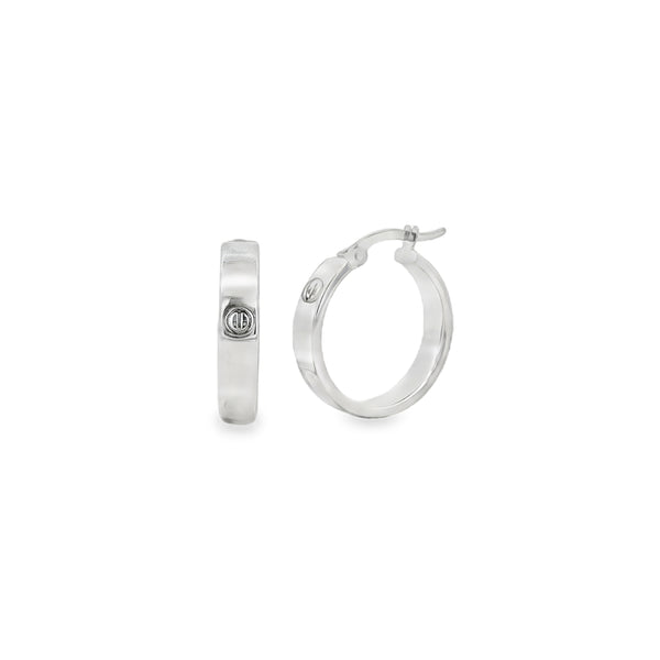 Screw 12mm Hoop, 9ct White Gold Earrings
