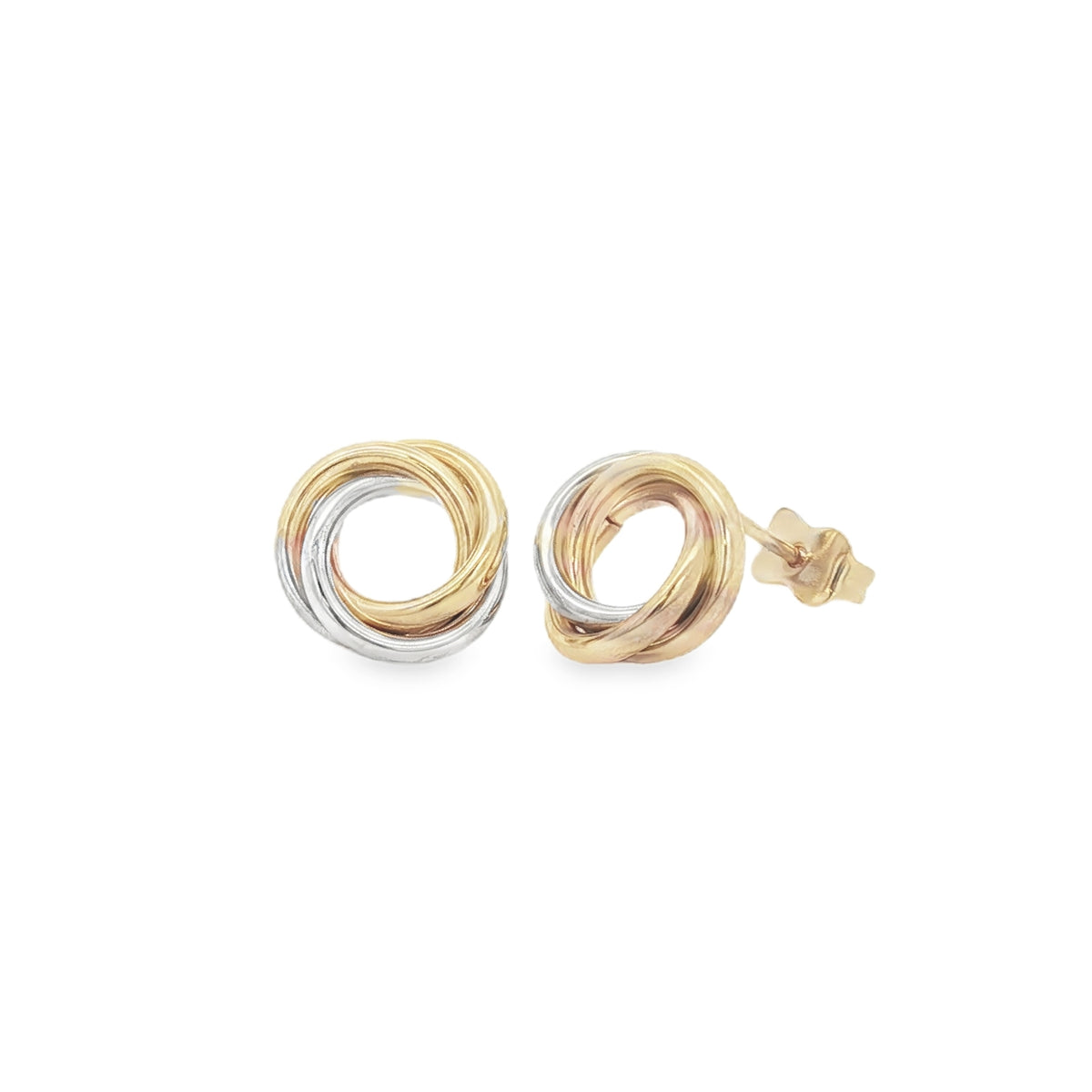 Intertwined Circle, 9ct Yellow & White Gold Stud Earrings