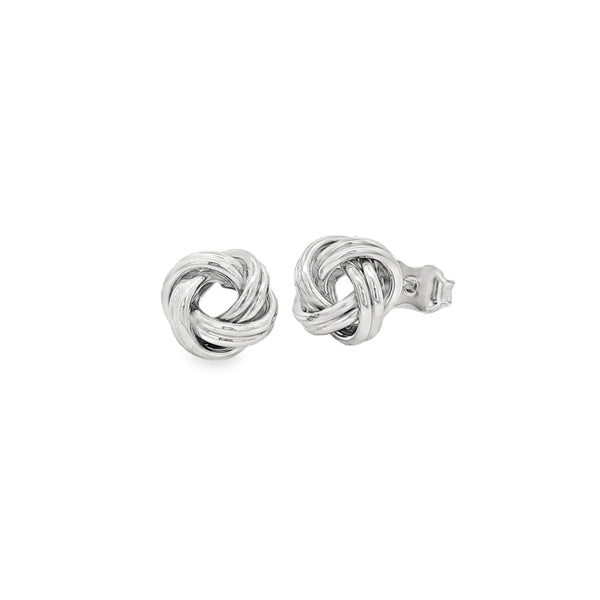 Knot, 9ct White Gold Stud Earrings