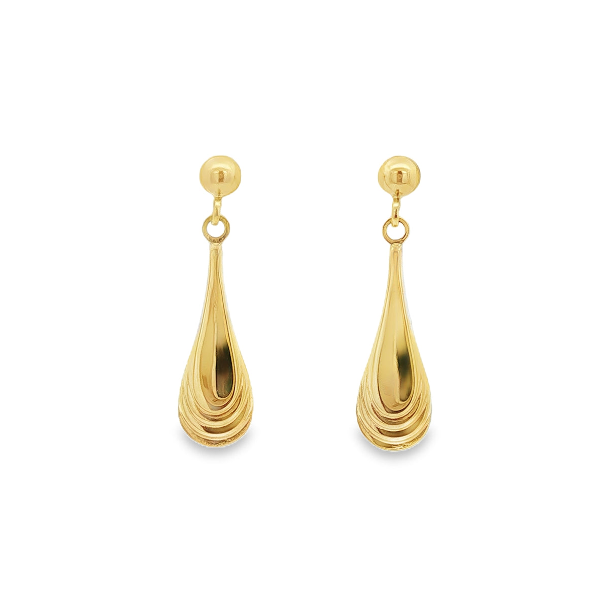 Tiered Teardrop, 9ct Yellow Gold Stud Earrings