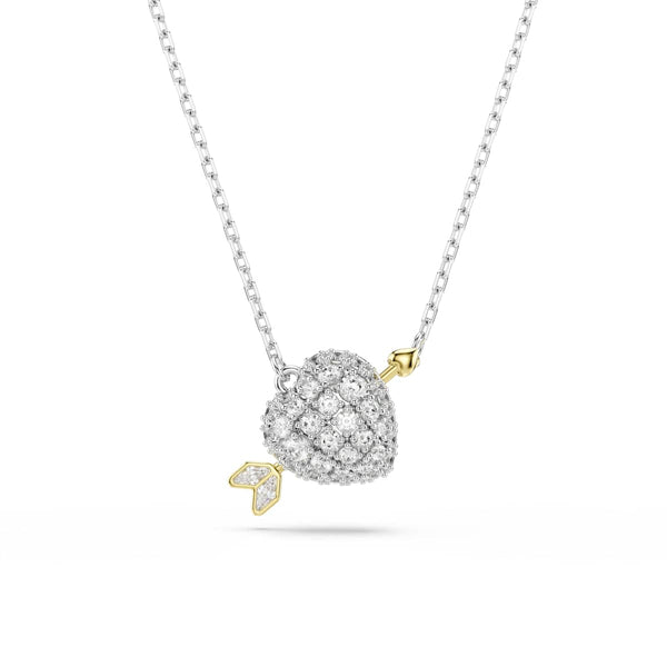 Swarovski Idyllia pendant, Mixed cuts, Heart, White, Mixed metal finish
