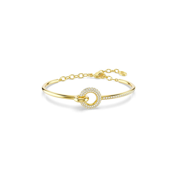 Swarovski Dextera bangle, Round cut, White, Gold-tone plated
