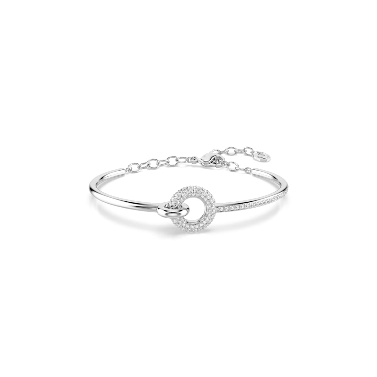 Swarovski Dextera bangle, Round cut, White, Rhodium plated