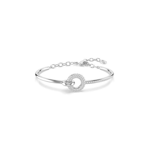 Swarovski Dextera bangle, Round cut, White, Rhodium plated