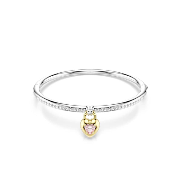 Swarovski Idyllia bangle, Mixed cuts, Heart, Pink, Mixed metal finish