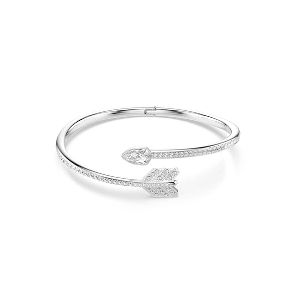 Swarovski Idyllia bangle, Mixed cuts, Arrow, White, Rhodium plated