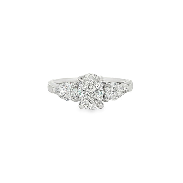 Oval & Pear Cut 1.84ct Trilogy, Lab Grown Platinum Ring