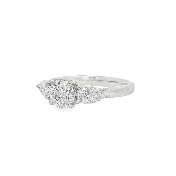 Round Brilliant & Pear Cut 1.86ct Trilogy, Lab Grown Platinum Ring