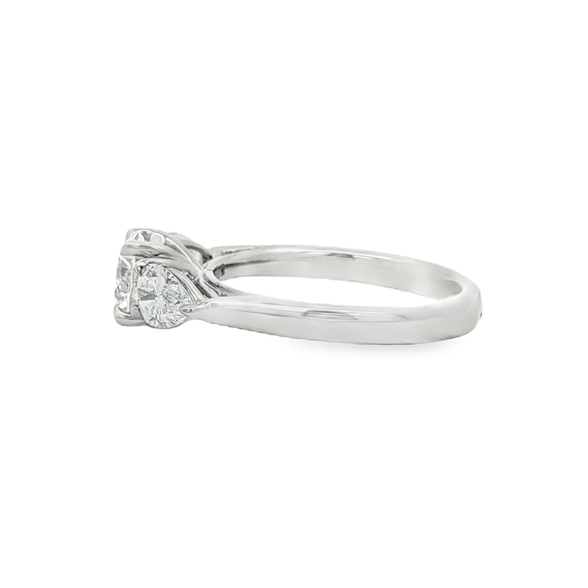 Round Brilliant & Pear Cut 1.86ct Trilogy, Lab Grown Platinum Ring
