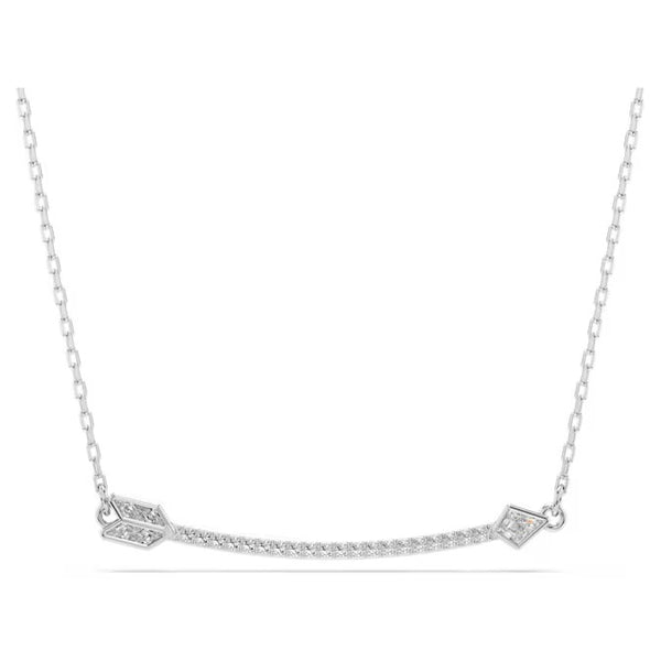 Swarovski Idyllia pendant, Mixed cuts, Arrow, White, Rhodium plated