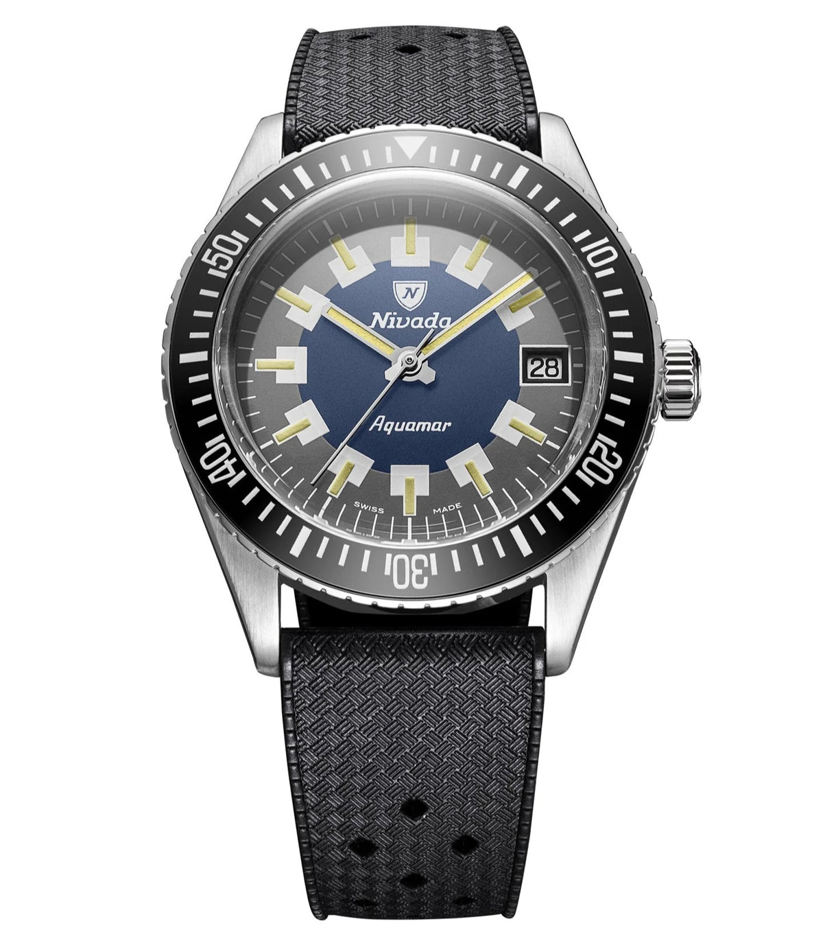 Nivada Grenchen Antarctic Diver Aquamar, 38mm Rubber Strap Automatic Watch