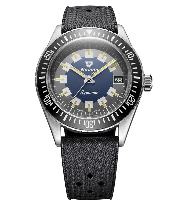 Nivada Grenchen Antarctic Diver Aquamar, 38mm Rubber Strap Automatic Watch