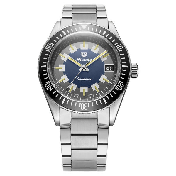 Nivada Grenchen Antarctic Diver Aquamar, 38mm Watch Stainless Steel Strap