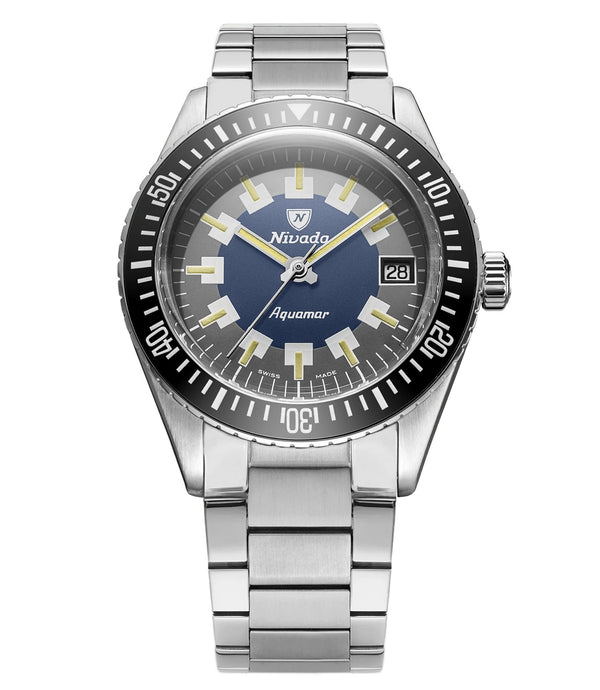 Nivada Grenchen Antarctic Diver Aquamar, 38mm Watch Stainless Steel Strap