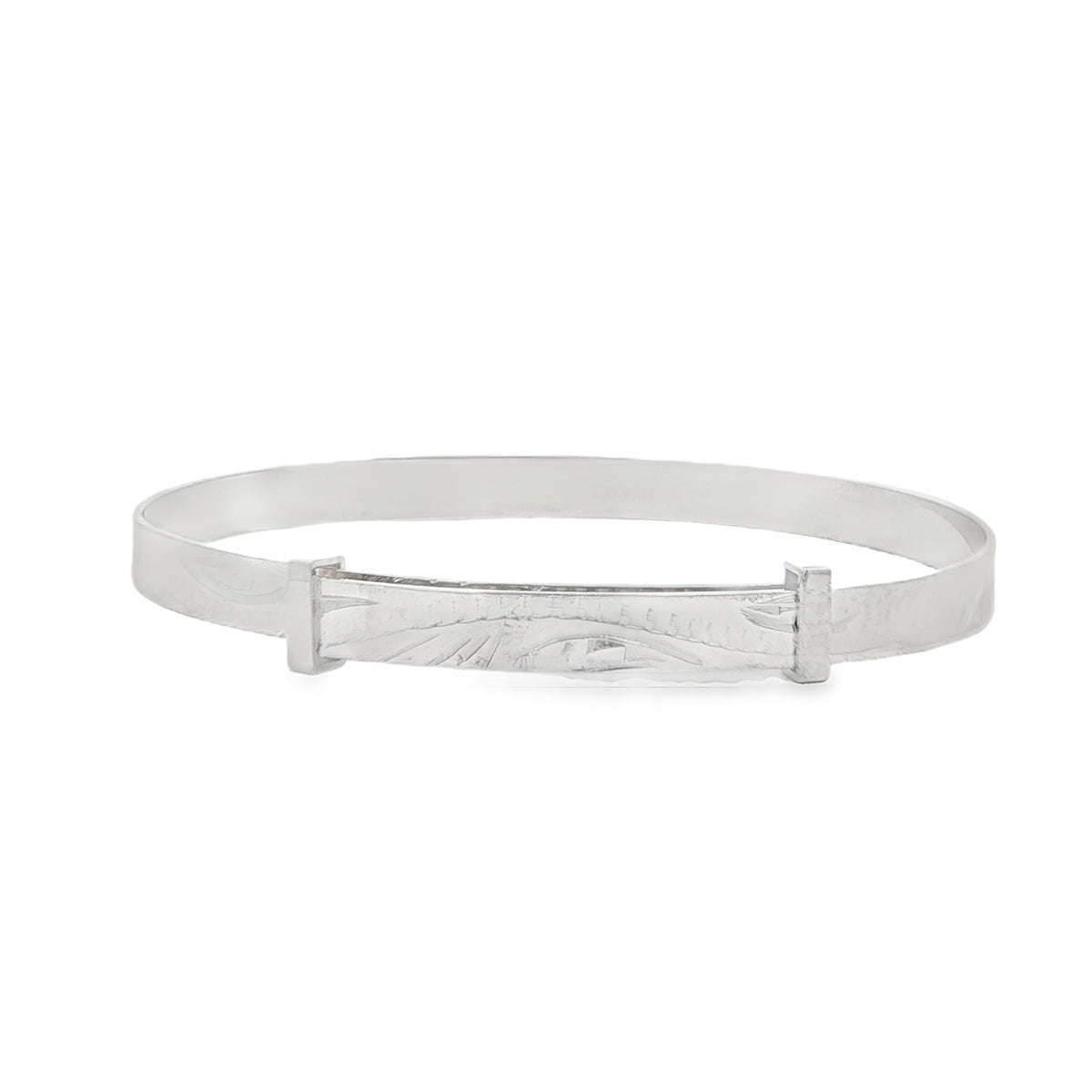 Silver Childs Baby Bangle With Hand Engraved Pattern (Large)