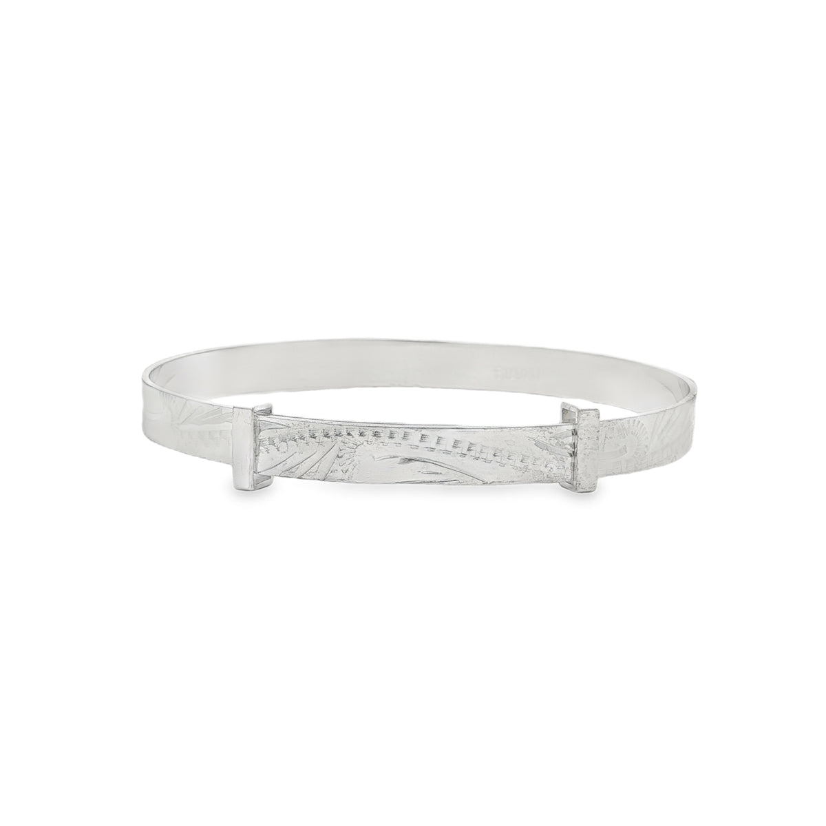 Silver Childs Baby Bangle With Hand Engraved Pattern (Small)