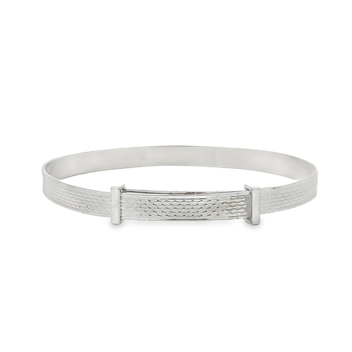 Silver Childs Baby Bangle, Engine Turned Pattern (Medium)