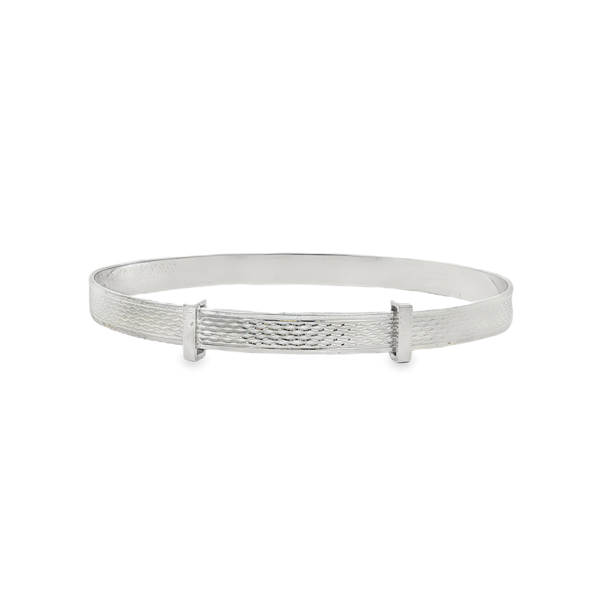 Silver Childs Baby Bangle, Engine Turned Pattern (Small)