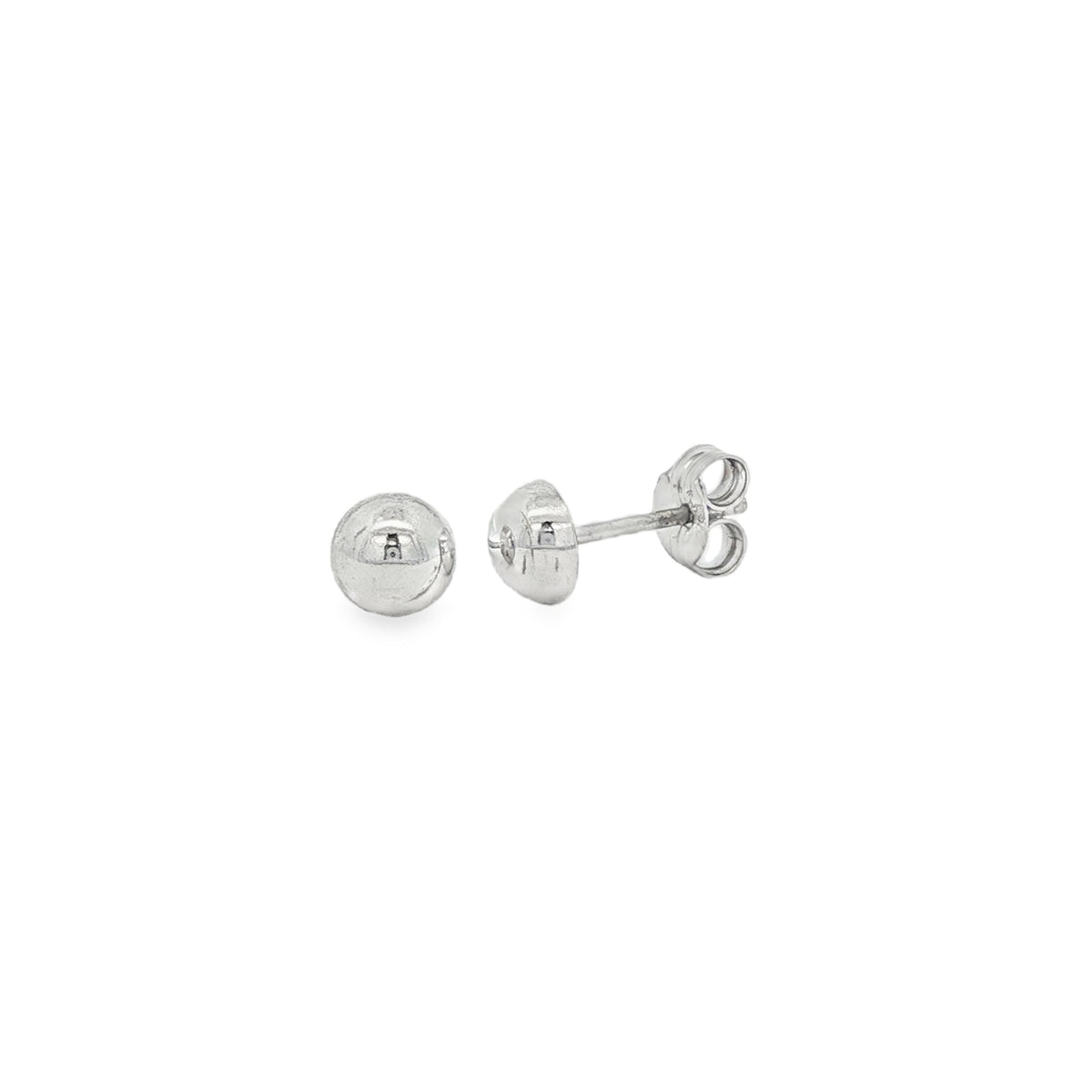 Half Ball 5mm, 9ct White Gold Stud Earrings