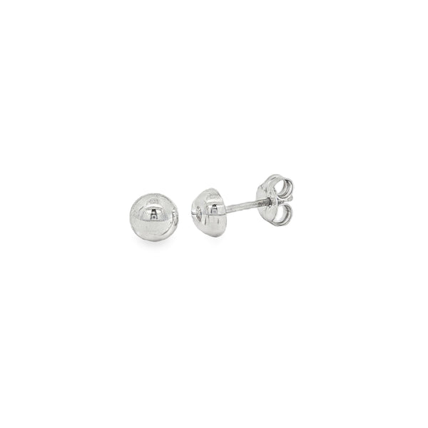 Half Ball 5mm, 9ct White Gold Stud Earrings