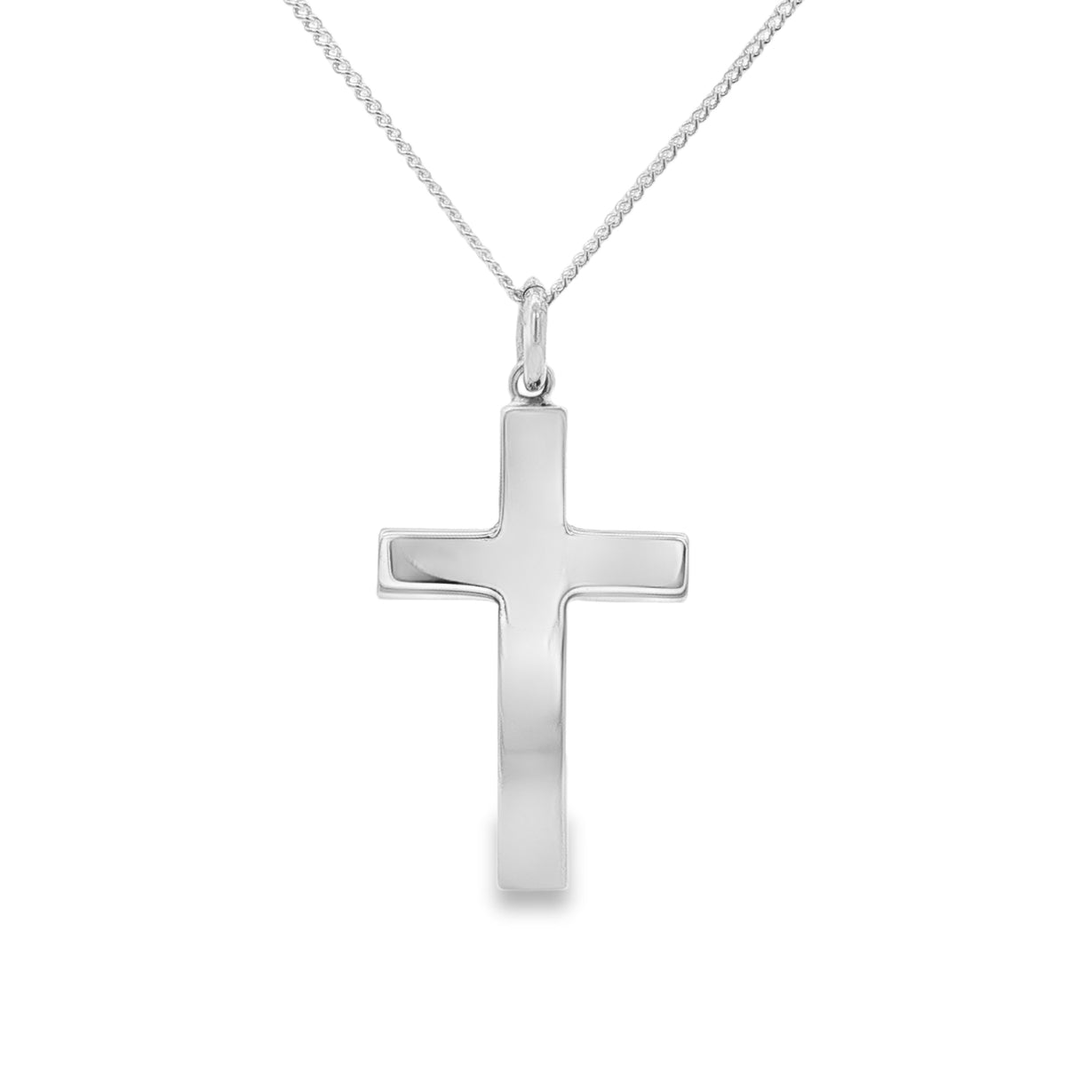 Silver 30x20mm Plain Solid Block Cross Pendant