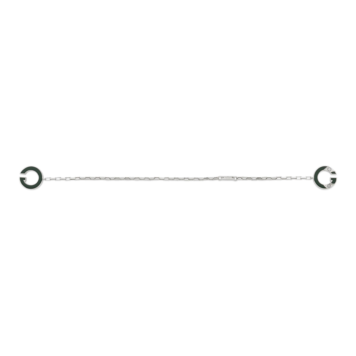 Gucci Interlocking Green Enamel Sterling Silver Bracelet