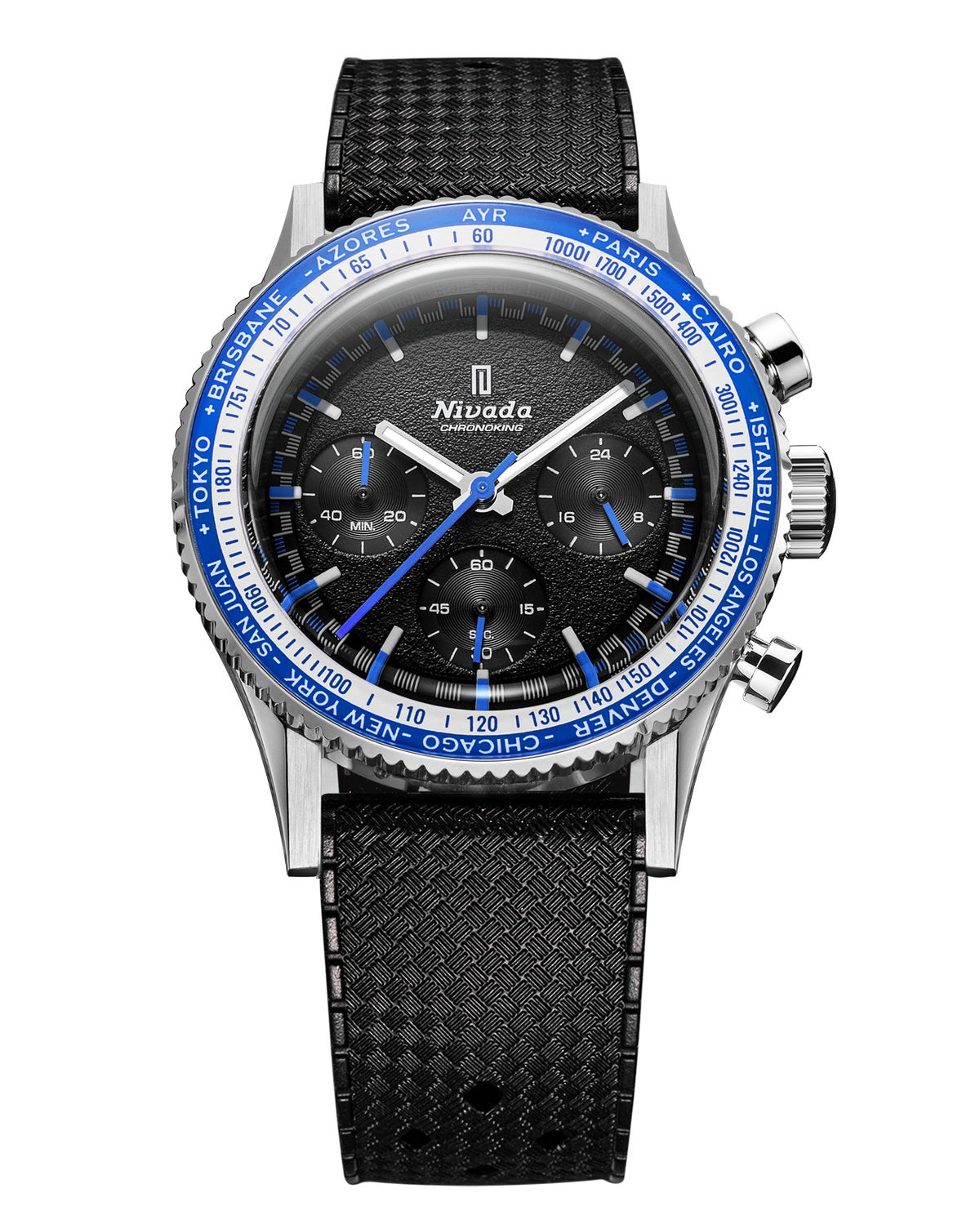 Nivada Grenchen X Wallace Allan Chronoking Mecaquartz 38mm Interchangeable Bezel Limited Edition Watch 87052Q04