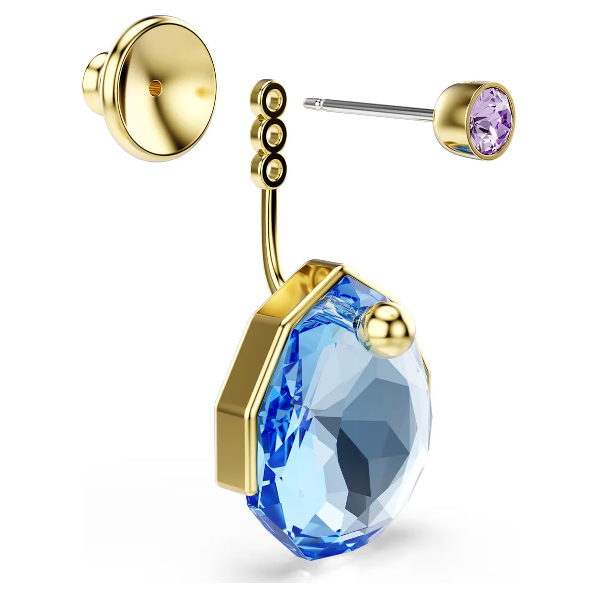 Swarovski Gema earring jackets, Blue, Gold-tone plated