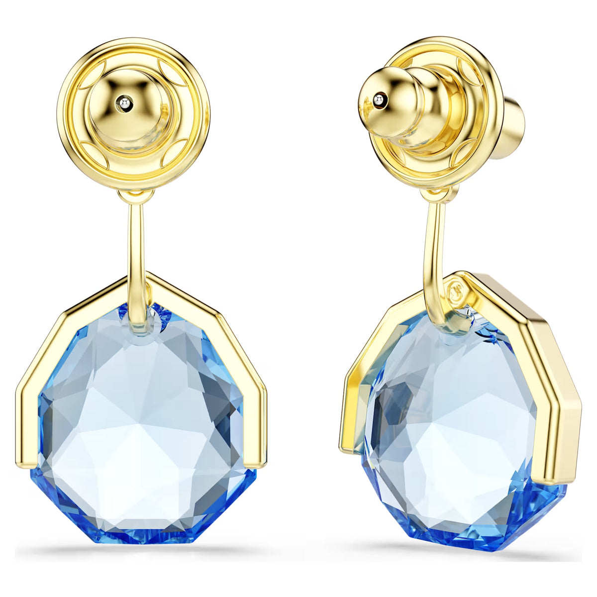 Swarovski Gema earring jackets, Blue, Gold-tone plated