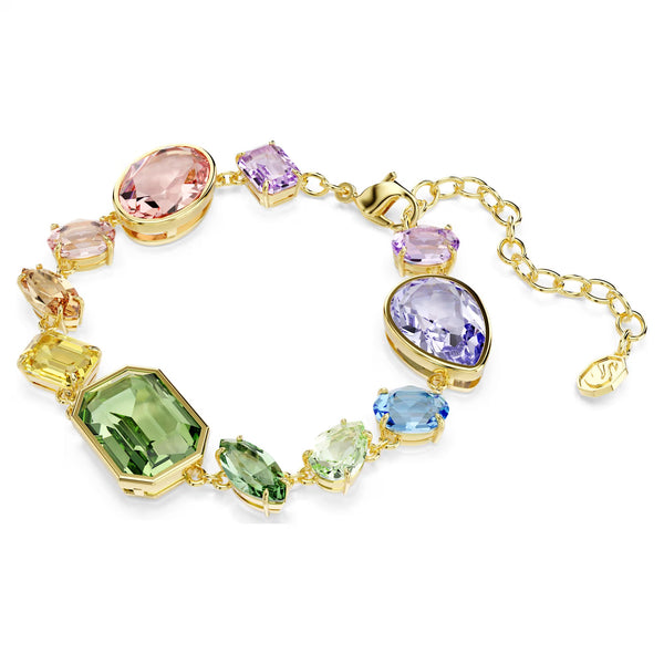Swarovski Gema bracelet, Mixed cuts, Multicoloured, Gold-tone plated