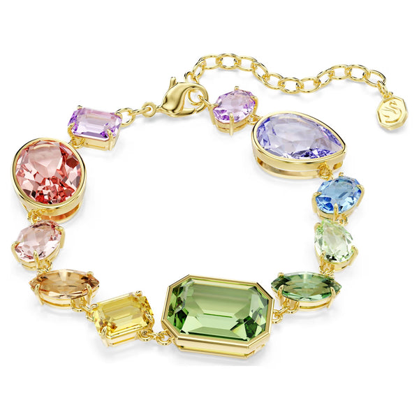 Swarovski Gema bracelet, Mixed cuts, Multicoloured, Gold-tone plated